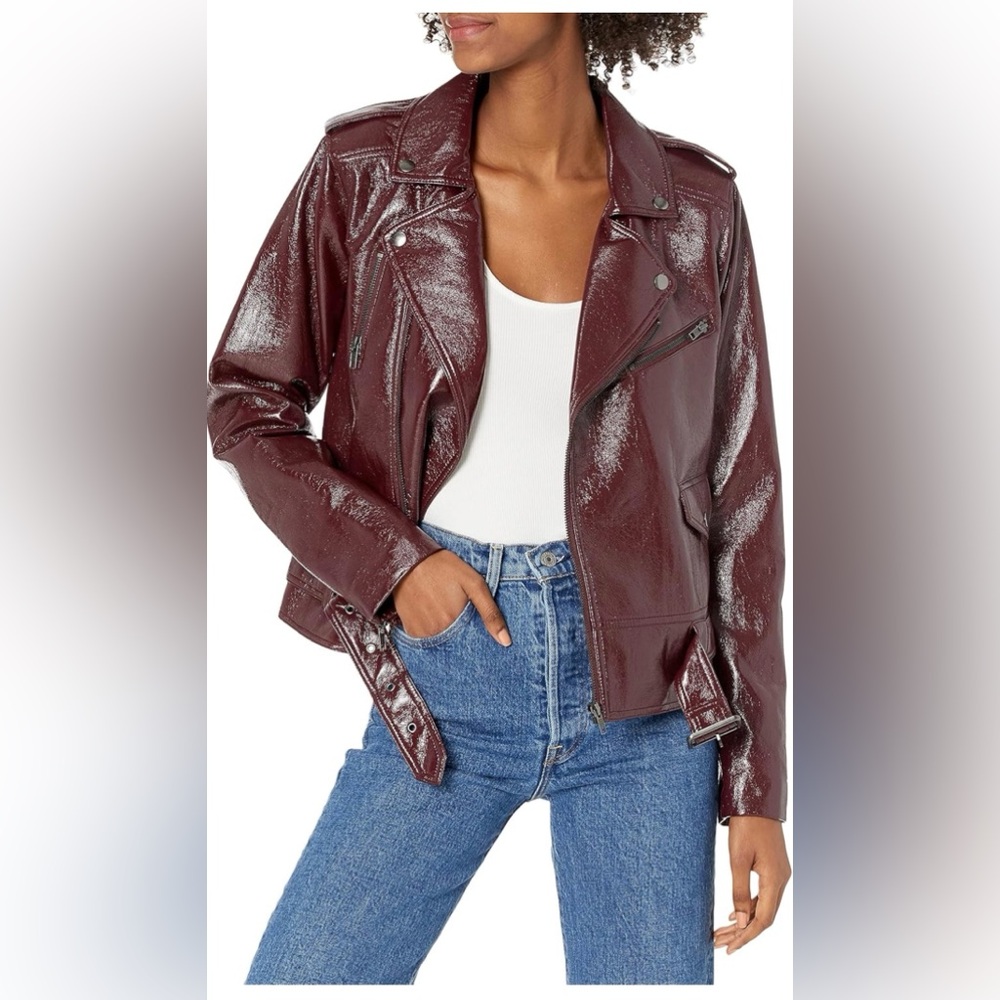 PARKER woman’s burgundy moto jacket NWOT worn once to try on size M